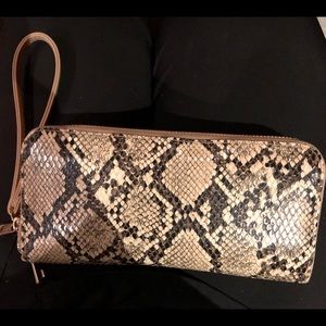 Snakeskin wristlet wallet